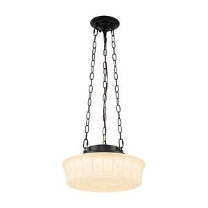 LightFixturesUSA - Art Deco Sculptural Milk Glass Schoolhouse LED Pendant - Pendant Light - 13.8 in - 