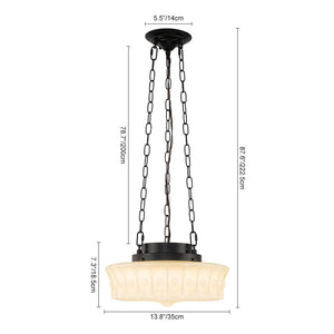 LightFixturesUSA - Art Deco Sculptural Milk Glass Schoolhouse LED Pendant - Pendant Light - 13.8 in - 