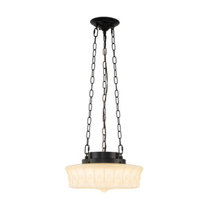 LightFixturesUSA - Art Deco Sculptural Milk Glass Schoolhouse LED Pendant - Pendant Light - 13.8 in - 