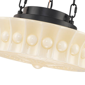 LightFixturesUSA - Art Deco Sculptural Milk Glass Schoolhouse LED Pendant - Pendant Light - 13.8 in - 