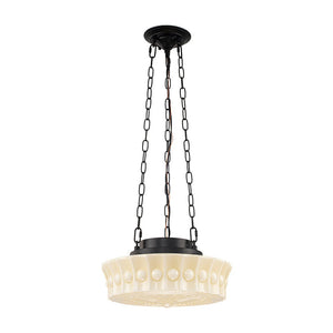 LightFixturesUSA - Art Deco Sculptural Milk Glass Schoolhouse LED Pendant - Pendant Light - 13.8 in - 