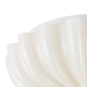 LightFixturesUSA-Art Deco Shine Opal Glass Pleated Flower Semi Flush Mount-Ceiling Light-13.8 in-