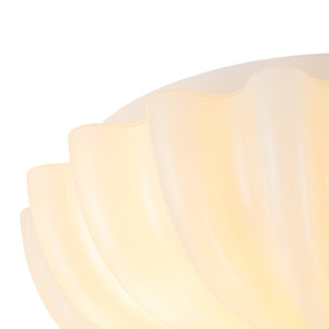 LightFixturesUSA-Art Deco Shine Opal Glass Pleated Flower Semi Flush Mount-Ceiling Light-13.8 in-