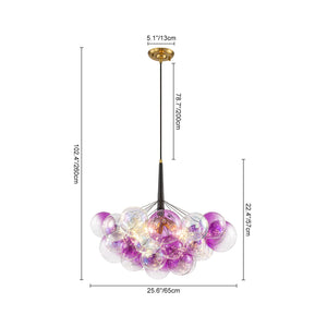 LightFixturesUSA-Barbie Cluster Sharp Pink Purple Glass Bubble Chandelier-Chandelier-24.8 in-