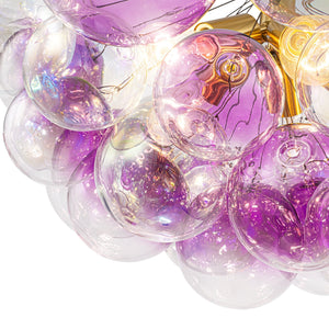 LightFixturesUSA-Barbie Cluster Sharp Pink Purple Glass Bubble Chandelier-Chandelier-24.8 in-