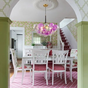 LightFixturesUSA-Barbie Cluster Sharp Pink Purple Glass Bubble Chandelier-Chandelier-24.8 in-