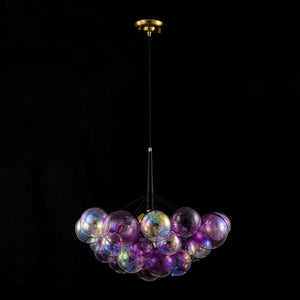 LightFixturesUSA-Barbie Cluster Sharp Pink Purple Glass Bubble Chandelier-Chandelier-24.8 in-