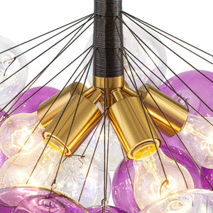 LightFixturesUSA-Barbie Cluster Sharp Pink Purple Glass Bubble Chandelier-Chandelier-24.8 in-