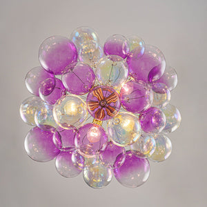 LightFixturesUSA-Barbie Cluster Sharp Pink Purple Glass Bubble Chandelier-Chandelier-24.8 in-
