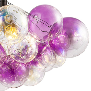 LightFixturesUSA-Barbie Cluster Sharp Pink Purple Glass Bubble Chandelier-Chandelier-24.8 in-