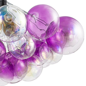 LightFixturesUSA-Barbie Cluster Sharp Pink Purple Glass Bubble Chandelier-Chandelier-24.8 in-