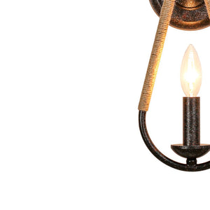 LightFixturesUSA - Barn 1 - Light Hemp Rope Hanging Candle Style Wall Sconce - Wall Sconce - Black - 