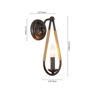 LightFixturesUSA - Barn 1 - Light Hemp Rope Hanging Candle Style Wall Sconce - Wall Sconce - Black - 