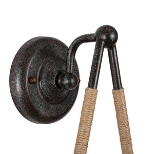 LightFixturesUSA - Barn 1 - Light Hemp Rope Hanging Candle Style Wall Sconce - Wall Sconce - Black - 