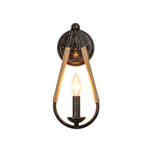 LightFixturesUSA - Barn 1 - Light Hemp Rope Hanging Candle Style Wall Sconce - Wall Sconce - Black - 