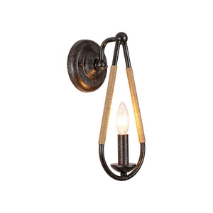 LightFixturesUSA - Barn 1 - Light Hemp Rope Hanging Candle Style Wall Sconce - Wall Sconce - Black - 