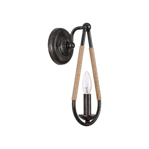 LightFixturesUSA - Barn 1 - Light Hemp Rope Hanging Candle Style Wall Sconce - Wall Sconce - Black - 