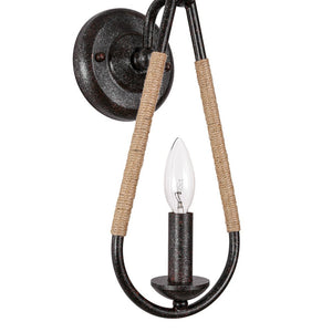 LightFixturesUSA - Barn 1 - Light Hemp Rope Hanging Candle Style Wall Sconce - Wall Sconce - Black - 