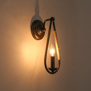 LightFixturesUSA - Barn 1 - Light Hemp Rope Hanging Candle Style Wall Sconce - Wall Sconce - Black - 