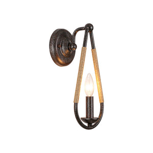 LightFixturesUSA - Barn 1 - Light Hemp Rope Hanging Candle Style Wall Sconce - Wall Sconce - Black - 