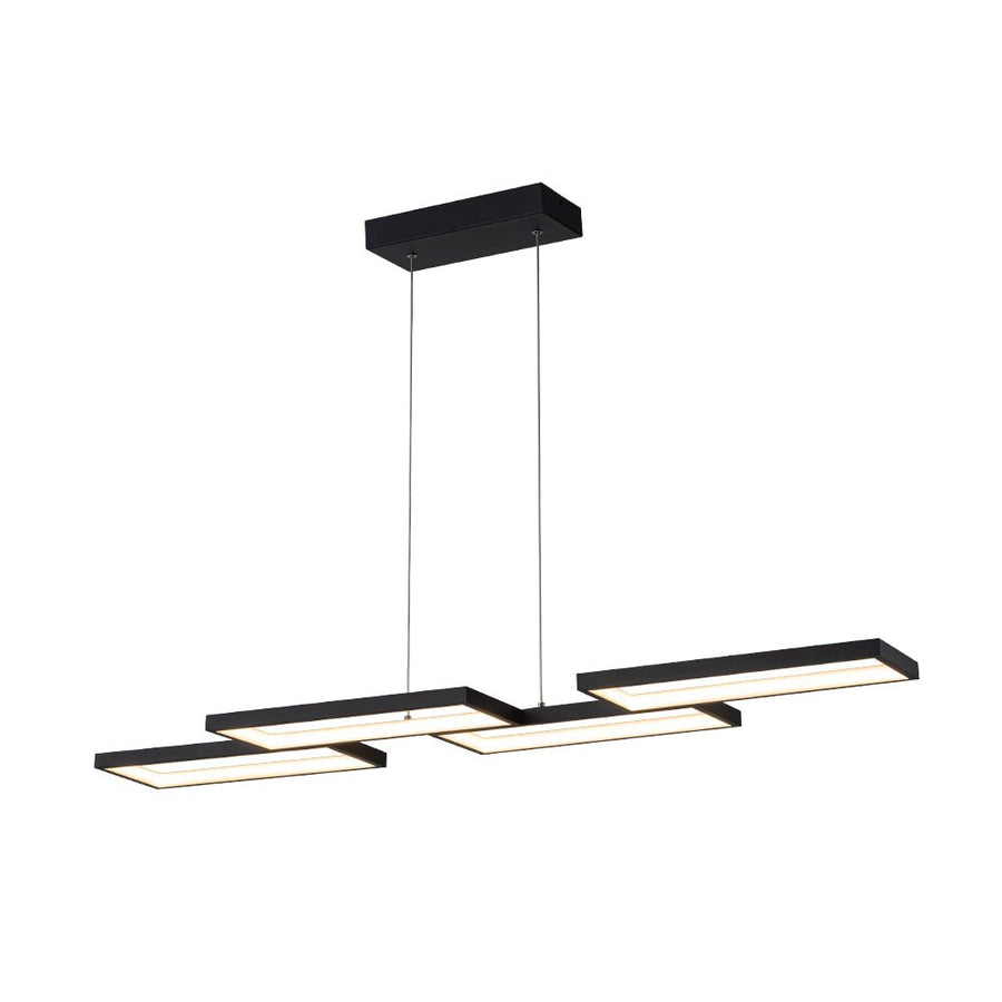 LightFixturesUSA - Black 4 - light Rectangular Dimmable LED Kitchen Island Pendant - Chandelier - Black - 