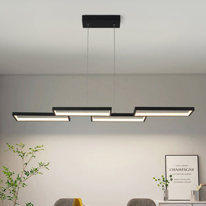 LightFixturesUSA - Black 4 - light Rectangular Dimmable LED Kitchen Island Pendant - Chandelier - Black - 