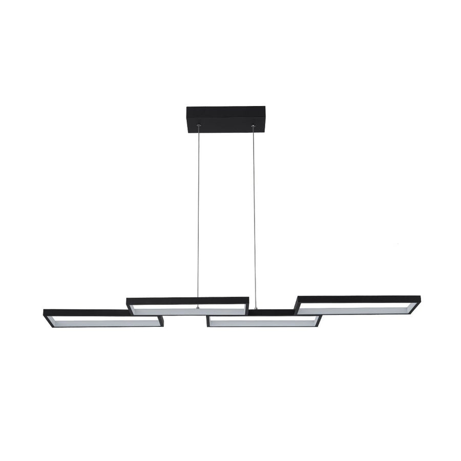 LightFixturesUSA - Black 4 - light Rectangular Dimmable LED Kitchen Island Pendant - Chandelier - Black - 