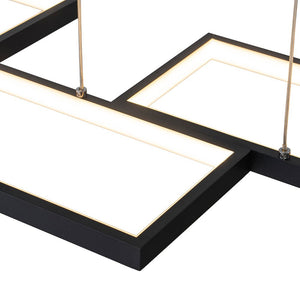 LightFixturesUSA - Black 4 - light Rectangular Dimmable LED Kitchen Island Pendant - Chandelier - Black - 
