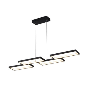 LightFixturesUSA - Black 4 - light Rectangular Dimmable LED Kitchen Island Pendant - Chandelier - Black - 