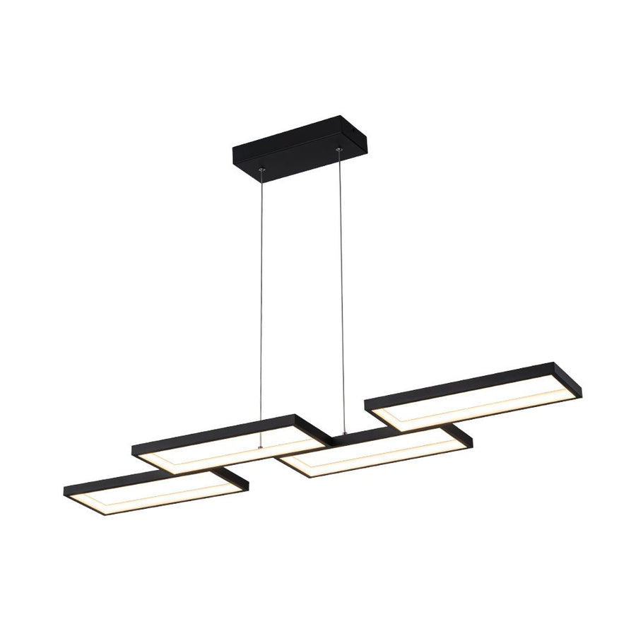 LightFixturesUSA - Black 4 - light Rectangular Dimmable LED Kitchen Island Pendant - Chandelier - Black - 