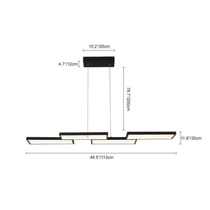 LightFixturesUSA - Black 4 - light Rectangular Dimmable LED Kitchen Island Pendant - Chandelier - Black - 