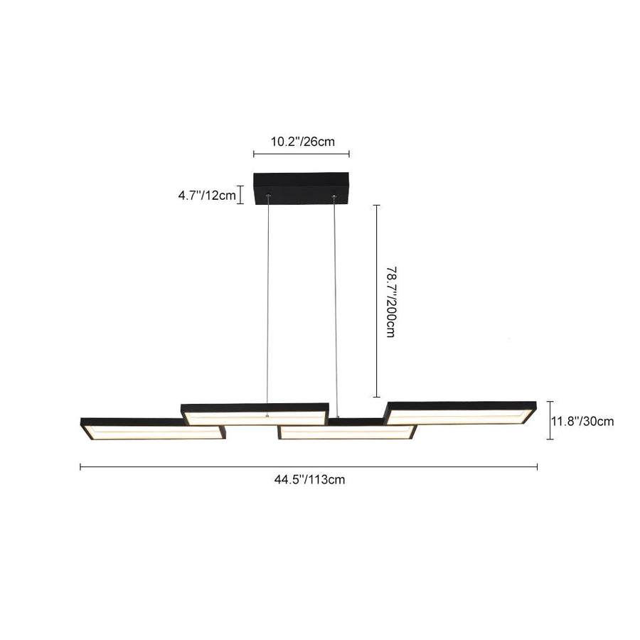 LightFixturesUSA - Black 4 - light Rectangular Dimmable LED Kitchen Island Pendant - Chandelier - Black - 
