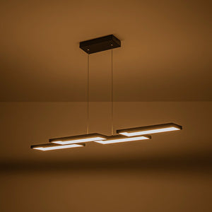 LightFixturesUSA - Black 4 - light Rectangular Dimmable LED Kitchen Island Pendant - Chandelier - Black - 