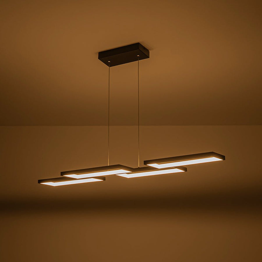 LightFixturesUSA - Black 4 - light Rectangular Dimmable LED Kitchen Island Pendant - Chandelier - Black - 