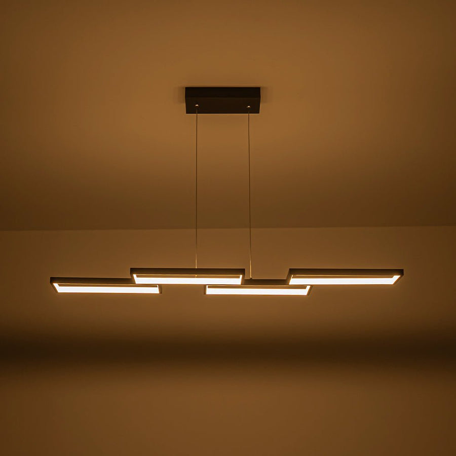 LightFixturesUSA - Black 4 - light Rectangular Dimmable LED Kitchen Island Pendant - Chandelier - Black - 
