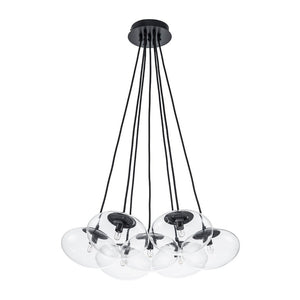 LightFixturesUSA - Black 7 - Light Cluster Clear Glass Oval Globe Chandelier - Chandelier - Black - 
