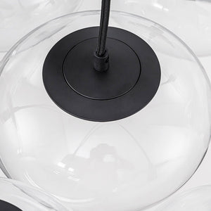 LightFixturesUSA - Black 7 - Light Cluster Clear Glass Oval Globe Chandelier - Chandelier - Black - 