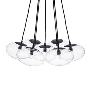 LightFixturesUSA - Black 7 - Light Cluster Clear Glass Oval Globe Chandelier - Chandelier - Black - 