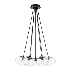 LightFixturesUSA - Black 7 - Light Cluster Clear Glass Oval Globe Chandelier - Chandelier - Black - 