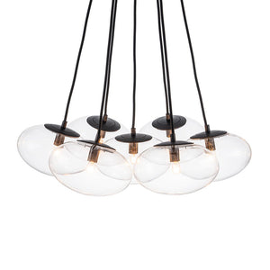 LightFixturesUSA - Black 7 - Light Cluster Clear Glass Oval Globe Chandelier - Chandelier - Black - 