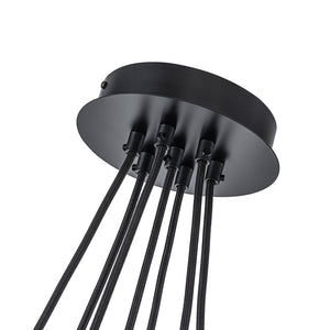 LightFixturesUSA - Black 7 - Light Cluster Clear Glass Oval Globe Chandelier - Chandelier - Black - 