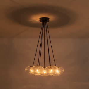 LightFixturesUSA - Black 7 - Light Cluster Clear Glass Oval Globe Chandelier - Chandelier - Black - 