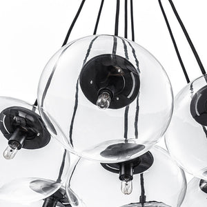 LightFixturesUSA - Black 7 - Light Cluster Clear Glass Oval Globe Chandelier - Chandelier - Black - 