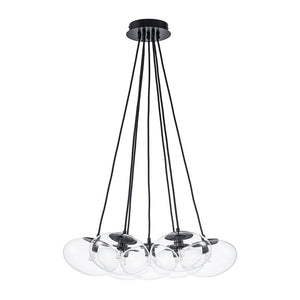 LightFixturesUSA - Black 7 - Light Cluster Clear Glass Oval Globe Chandelier - Chandelier - Black - 