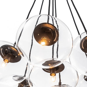 LightFixturesUSA - Black 7 - Light Cluster Clear Glass Oval Globe Chandelier - Chandelier - Black - 