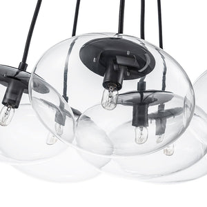 LightFixturesUSA - Black 7 - Light Cluster Clear Glass Oval Globe Chandelier - Chandelier - Black - 