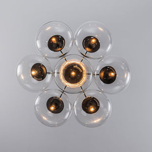 LightFixturesUSA - Black 7 - Light Cluster Clear Glass Oval Globe Chandelier - Chandelier - Black - 
