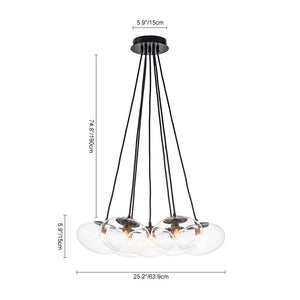 LightFixturesUSA - Black 7 - Light Cluster Clear Glass Oval Globe Chandelier - Chandelier - Black - 