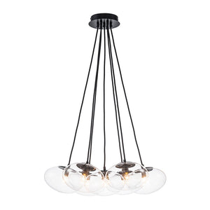 LightFixturesUSA - Black 7 - Light Cluster Clear Glass Oval Globe Chandelier - Chandelier - Black - 