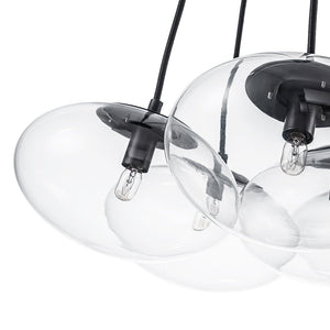 LightFixturesUSA - Black 7 - Light Cluster Clear Glass Oval Globe Chandelier - Chandelier - Black - 